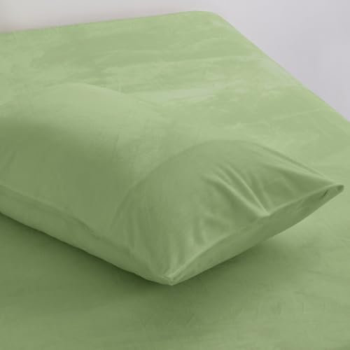 DXHOME 2er Set Kissenbezüge 40x80cm Grün Salbeigrün Cashmer Touch Plüsch Samt Dekorativ Kissenbezug Kuschelig Ultra Weich und Atmungsaktiv im Umschlagstil