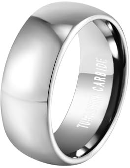 Epinki Wolfram Ring 8MM, Elegant Poliert Damenringe Band Ringe Hochzeit Ringe, Silber Ringe Frauen Ring, Gr.62 (19.7)