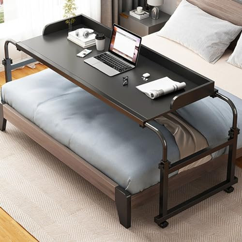 GXQFC Table Roulante de Lit Canapé, Table Roulante pour Lit Canapé Bureau Mobile Réglable en Hauteur Bureau Informatique 4 Roulante Verrouillable pour Chambre Canapé