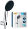GROHE Vitalio 110, Duschkopf mit Schlauch und Halterung, wassersparend, 8l pro Min (Handbrause 1 Strahlart, Universalanschluss, Duschbrause mit Duschschlauch 1,5m, Halterung klebbar) chrom, 27944001