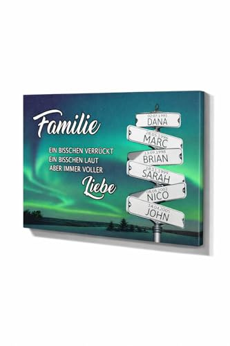 Deutsam Individuelle Leinwand Straßenschilder Polar Geschenk zum Muttertag Vatertag mit eigenem Namen Wohndeko Bild Keilrahmen Geschenkidee für Mama oder Papa Weihnachtsgeschenk