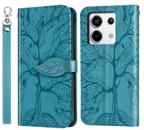 Rostsant Flip Case für Xiaomi Redmi Note 13 Pro 5G - Baum-Muster, Blau, PU Leder & TPU, Ständer, Brieftasche Tasche