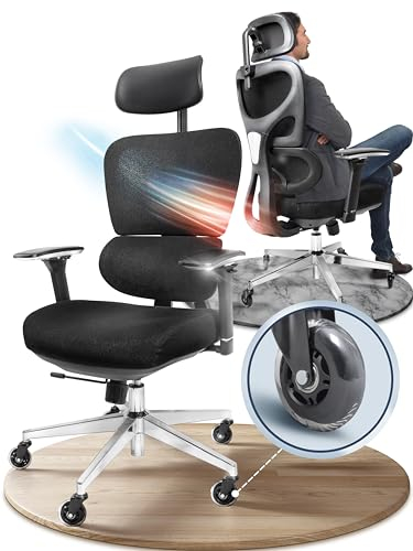 CLOUVOU ProSeat Bürostuhl Ergonomisch [TESTSIEGER] Schreibtischstuhl 100% individuell einstellbar | Büro Stuhl & Gaming Stuhl | Computerstuhl Home Office Chair Ergonomic | Drehstuhl 150 kg