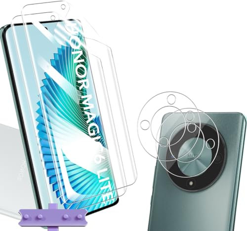 Yiunssy Para Honor Magic 6 Lite TPU Protector de Pantalla Película [Non-Cristal Templado] + Lente de Cámara Cristal Templado [2+2 Piezas],HD Antiarañazos Protector de Pantalla para Honor Magic 6 Lite