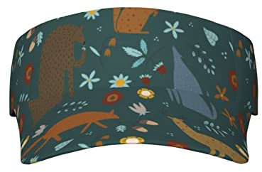Simpatici Animali Selvatici Floreali - Cappelli con Visiera Parasole per Donna Uomo, Cappello con Visiera Parasole da Spiaggia per Tennis, Cappello Estivo Unisex Regolabile