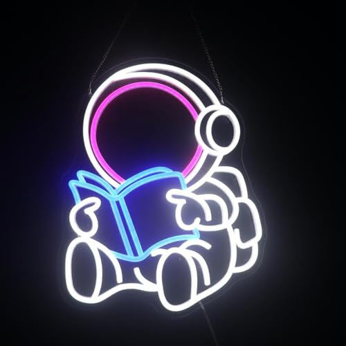 Astronauta Book Neon Sign, Astronauta Led Sign, Custom Neon Sign, Book Store Wall Decor Kids Room Game Room Wall Art Decor,Bookish LED Sign, Bookworm Reader Club Wall Decor Regali di compleanno di