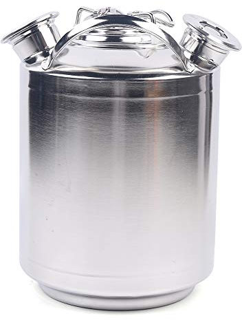 Aangeebone NEU 10L Reinigungsbehälter Dreikopf-Bierleitungsreiniger aus Edelstahl mit Deckel,FüR Bierzapfanlage Edelstah Bierfass Bierreinigungsfass Rostfreier Stahl Beer Reinigung des Kegs