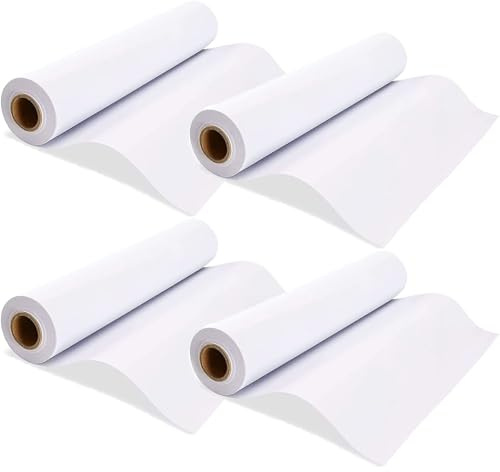 MUXHEL 4 PCS Drawing Paper Roll, 44cm x 15m White Paper Roll Painting Paper Roll, Roll of Paper Art Easel Paper Roll for Art Sketch Paint Drawing