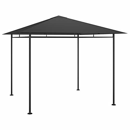 Gecheer Tonnelle 3 x 3 x 2,7 m Anthracite 180 g/m², Tonnelle d'extérieur, pare-soleil, tonnelle pergola avec toile, pavillon de jardin, rideau de fête, tonnelle pour barbecue, A313920