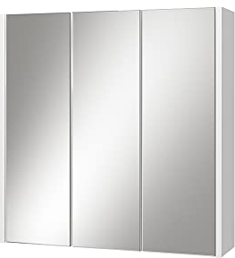Vicco Badspiegelschrank Majest, Badezimmerspiegel, Weiß/Weiß Hochglanz, 67.4 x 68 cm