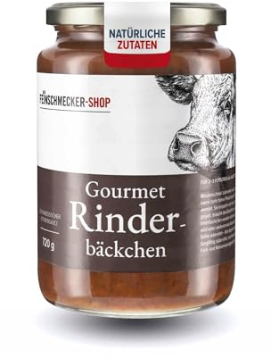 Der Feinschmecker Gourmet Rinderbäckchen 720g I Zarte Innenbäckchen in Rotweinsauce I Sous-vide gegart I Für 2-3 Personen