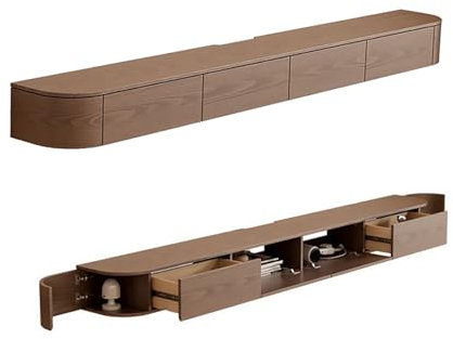 Modern Floating TV Cabinet with LED Lights, TV Stand Unit, Floating TV Stand, Wall Mounted TV Cabinet, Floating TV Shelf with 2 Drawers, Media Console for Living Room, Bedroom (With LED, 200cm)