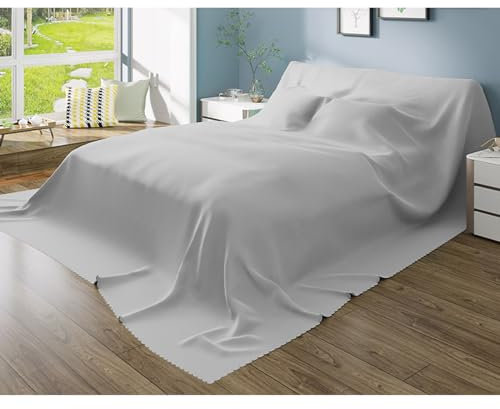 Sofa Cover Dustproof Cloth Mattress Protector Cover Flat Bed Sheets Furniture Dust Cover Cloth Home Dust Blocker Furniture Cover Cabinet Cover Cloth (Size:600x480cm(236x189in) Color:Light Gr