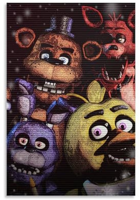 ENJOYOU Poster Five Nights at Freddy's auf Leinwand, Kunstposter, Wandbild, Druck, Wohnzimmerdekoration, Geschenk, Druck, modernes Zuhause, Schlafzimmer, Dekoration, Poster, Studio, ungerahmt, 30 x