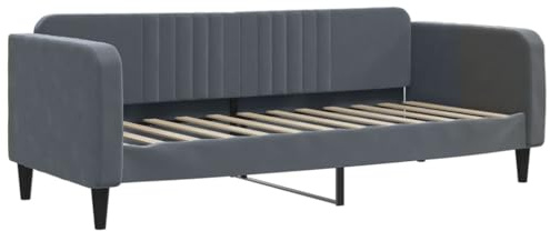 vidaXL Tagesbett, Gästebett ohne Matratze, Bettsofa Schlafsofa für Schlafzimmer Wohnzimmer, Bettgestell Lattenrost Sofa, Modern, Dunkelgrau 80x200cm Samt
