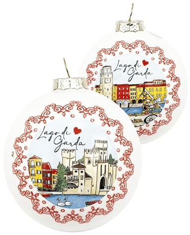 1 Weihnachtskugel aus Keramik Gardasee, Weihnachtsdekoration mit Design von Sirmione und Riva del Garda