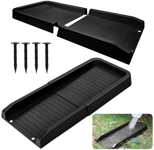 NamcheBarwa Fallrohr-Spritzschutz, Regenrinnen-Spritzschutz für Regenwasserablauf, 61 cm, fixierbare Fallrohr-Verlängerungen mit 2 PP-Nägeln (2 Stück, schwarz)