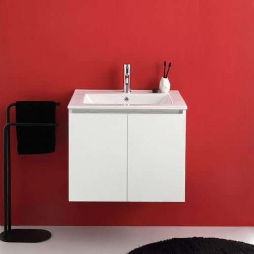 KIAMAMI VALENTINA Mueble de baño colgante 60cm 2 puertas exportación blanca con lavabo | Bilbao