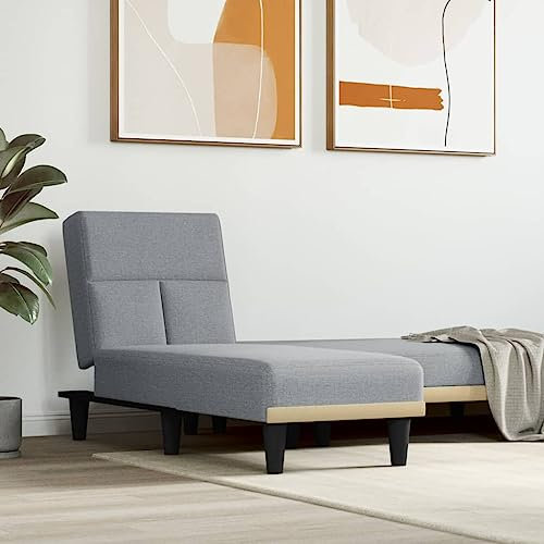 LAPOOH Chaiselongue Hellgrau Stoff, Relaxliege Wohnzimmer, Relaxsessel, Lesesessel, Ruhesessel, Bettsofa 352816