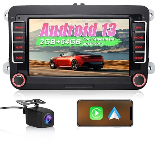 Hexinex Autoradio con Telecamera posteriore per VW Golf 5 6 Plus Polo Passat Tiguan Seat, Car Radio con CarPlay Android Auto GPS BT WIFI FM RDS Comandi al Volante