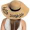 TOEECY Chapeau Paille Large Bord Message Brodé Protection UV Capeline Été Plage Vacances Ruban Noir