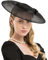 Luxuriöser Damenhut mit Schleife, breite Krempe, Kirche, Hochzeit, Schwarz / Weiß, Schwarz , 53-59cm