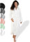 SIEGENTHAL® Damen Bademantel Frottee Velour 100% Baumwolle mit Kapuze Flauschig - Weiß L - XL