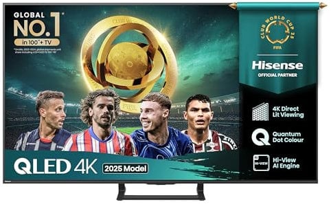 Hisense 65A7QTUK QLED Smart AI TV with Freely (2025 Model)