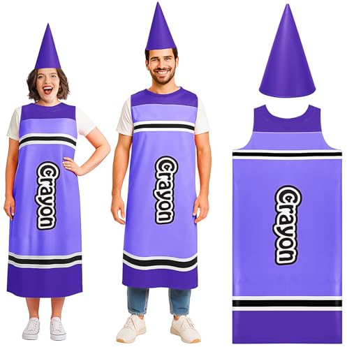 Tarpop Halloween Crayon Costume for Adult 2025 Funny Crayon Dress Gnome Cone Hat Team Group Family Cosplay Costumes Outfit