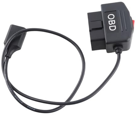 LUCKDANO OBD Power Cable, Dash Cam Hardwire Kit Dash Cam Cable with Switch Button 48cm/18.9in OBD Power Adapter ACC Mode Low Voltage Protect for Camera Phone Charging