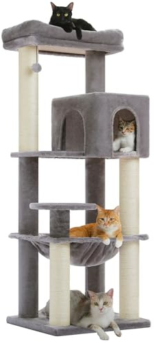 PAWZ Road 147cm Big Cat Tree, Cat Tower with Large Hammock for Indoor Cats