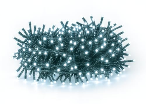 eacommerce, Serie Luci Natale Micro LED, 6W 31V, Bianco Caldo/Ghiaccio, Catena Luminosa Esterno Interno, Giochi Luce Memory, Filo Flessibile, Illuminazione Decorativa Festiva (Luce Fredda, 1500 Led)