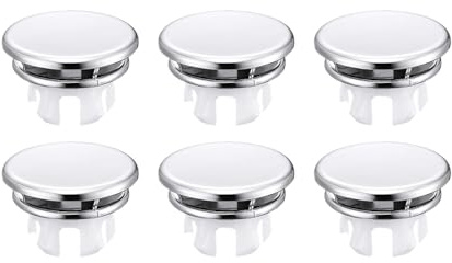 KESOTO 6 Pièces Anneau Trop-plein Évier Bouchon Couvercle Trou Lavabo Capuchon Cache Rond Couvercle Drain Filtration Pp Chromé Convient Salle de Bain Cuisine, Argent