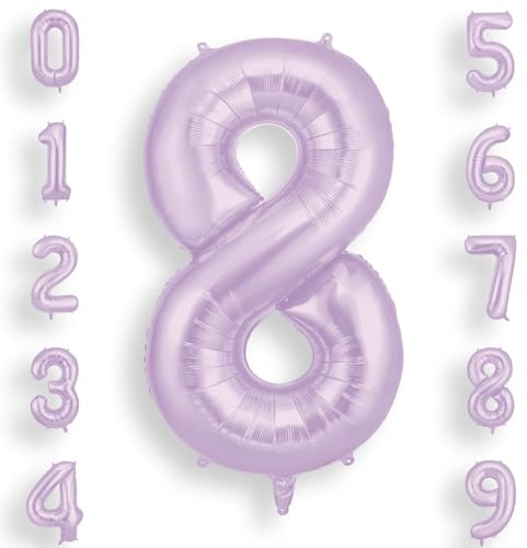 AOOSU Zahlen Luftballon 8 Lila, 40 Zoll Folienballon 8 Geburtstag Helium Ballon 8, 101cm Zahlenballon 8 Ballon für 8 Jahre Geburtstagsdeko Kinder Mädchen Junge und Jahrestag Dekorationen