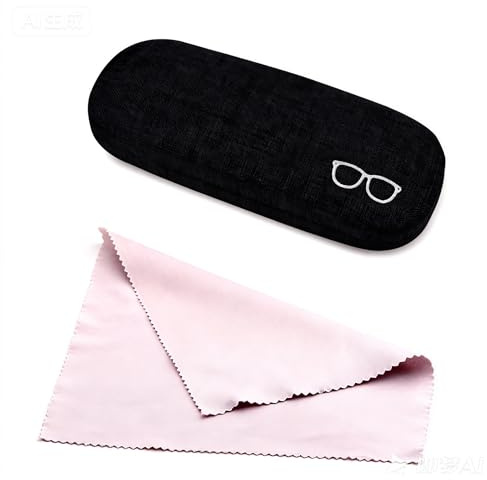 Oak & Tea Glasses Case Hard Shell and Fashion Eyeglasses Cases with Cleaning Cloth Spectacle Cases for Women and Men