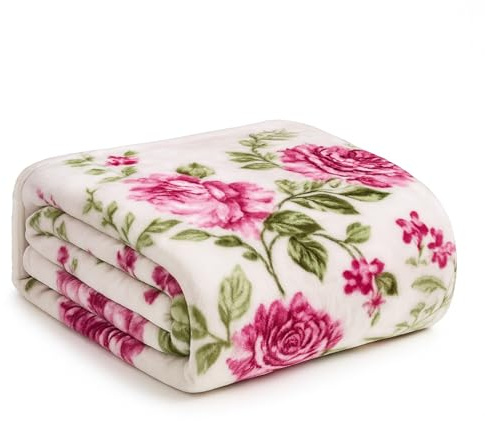 Bestlivings XXL Luxus Kuscheldecke 240x200 cm (580gr/m²) weiche Wohndecke mit Rosen-Design, formstabil & Oeko-TEX Zertifiziert, Premium Tagesdecke für Sofa & Bett inkl. Aufbewahrungstasche