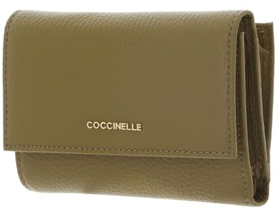 Coccinelle Leder Geldbörse Metallic Soft Wallet Grainy Leather Seagrass Khaki