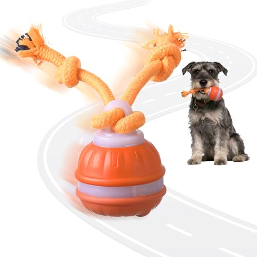 Supore Interaktives Hundespielzeug Ball Elektrisch Hundeball mit Schnur, Interaktiv Intelligenz Hundespielzeug Automatischer Moving Spielball Dog Toys für Kleine Medium (Orange)