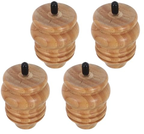 SAFIGLE 4pcs 8cm Rubberwood Furniture Legs Turned Bun Feet for Sofa Chair Cabinet Coffee Table Replacement Wood Legs