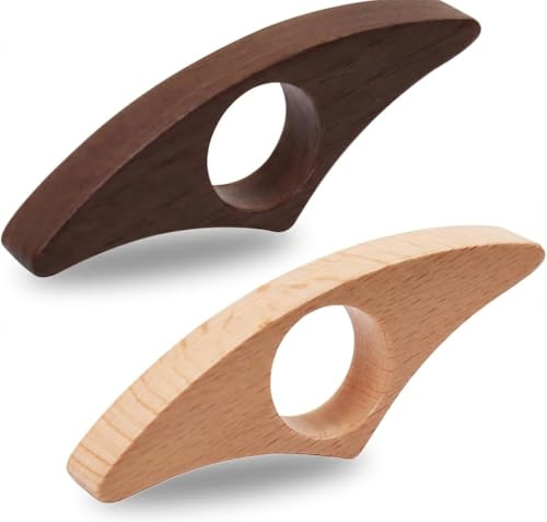 2 Pcs Book Page Holder, Wooden Thumb Book Holder for Reading, Black Walnut and Beech Wood Book Opener Ring, Ergonomic Finger Bookmarks for Bookworms, Readers Gifts, Home and Travel Reading Accessories