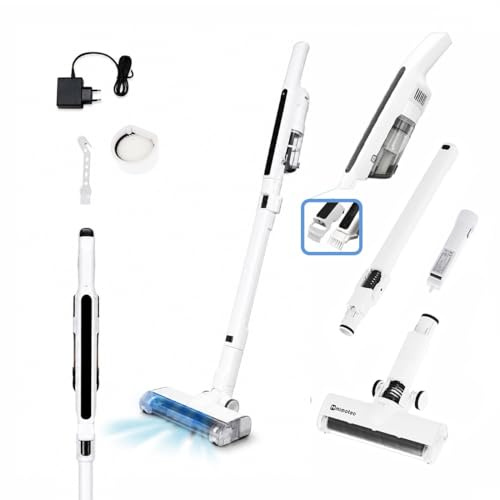 M mimotec -Aspirapolvere Scopa Senza Fili 120W 14KPa, Aspirapolvere Verticale 6 in1, Ultraleggera, Silenziosa, Luce LED, Serbatoio 0,4L, 20 Min di Autonomia, per Pavimenti, Divani, Auto e Animali