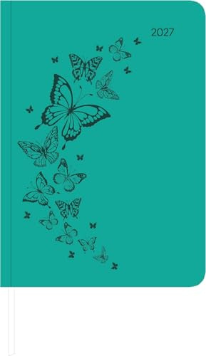 Lady Journal Grande Deluxe Türkis 2027: Buchkalender A5 (15x21 cm) - Wochenplaner mit 4-sprachigem Kalendarium, Tucson-Einband mit Motivprägung & Leseband, für Büro & Alltag