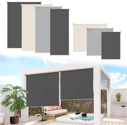 Mantigositeen Toldo vertical de 180 x 240 cm, estor para balcón, exterior, protección visual y protección solar, impermeable, protección UV y cortavientos, para balcón, terraza, jardín, antracita, 1