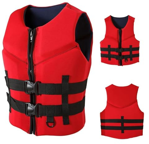 Neoprenjacka för kajakpaddling, fiske, simning, båt | Neopren kajakjacka med justerbara remmar för ett säkert grepp för kajakpaddling, fiske och simning (röd, L)