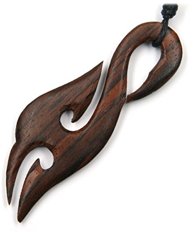 Drachensilber Maori Schmuck aus Holz Kettenanhänger zeitlos natürlich Holzschmuck Kette Polinesien
