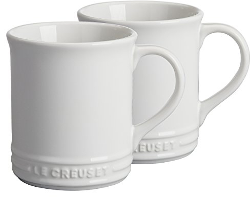 Le Creuset of America Becher aus Steingut, 340 ml, Weiß, 2 Stück