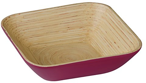 Premier Housewares 1104387 Kyoto Saladier en bambou filé Framboise 25 x 25 x 7 cm