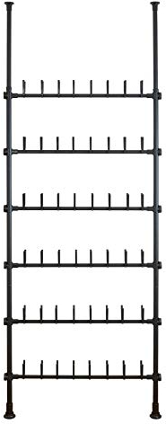 WENKO Teleskop-System Herkules Shoes Schwarz, individuell verstellbares Schuhregal für 48 Paar Schuhe & Stiefel, für den begehbaren Kleiderschrank, 94 x 165-300 x 9 cm, aus Metall in Schwarz matt