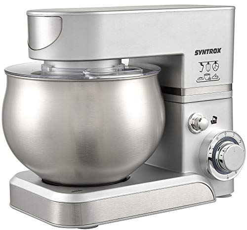 Syntrox Germany KM-5.0L Basic Silver - Robot de cocina (recipiente de acero inoxidable, 5 L), color plateado