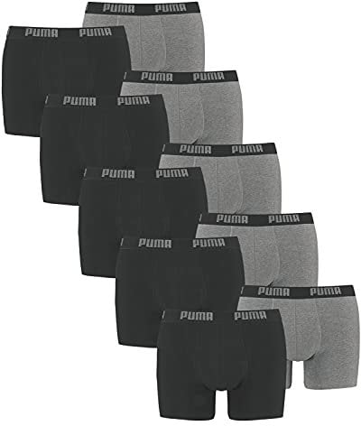 PUMA 10 er Pack Boxer Boxershorts Men Herren Unterhose Pant Unterwäsche, Farbe:691 - Dark Grey Melange/Black, Bekleidungsgröße:S